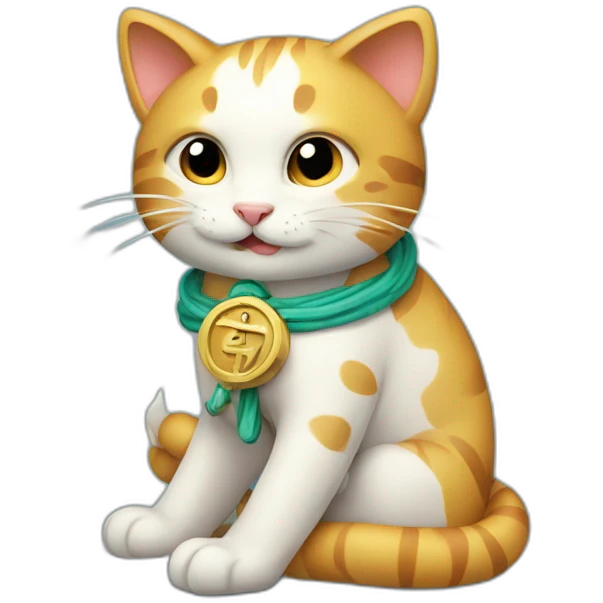 Chinese cat hugging Caduceus emoji