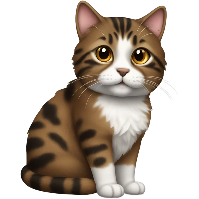 Fluffy brown black tabby cat with white nose emoji