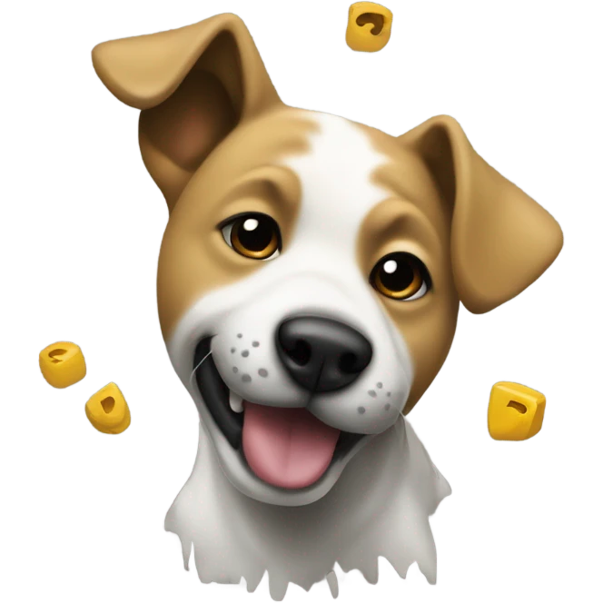 Un perro haciendo graffiti emoji