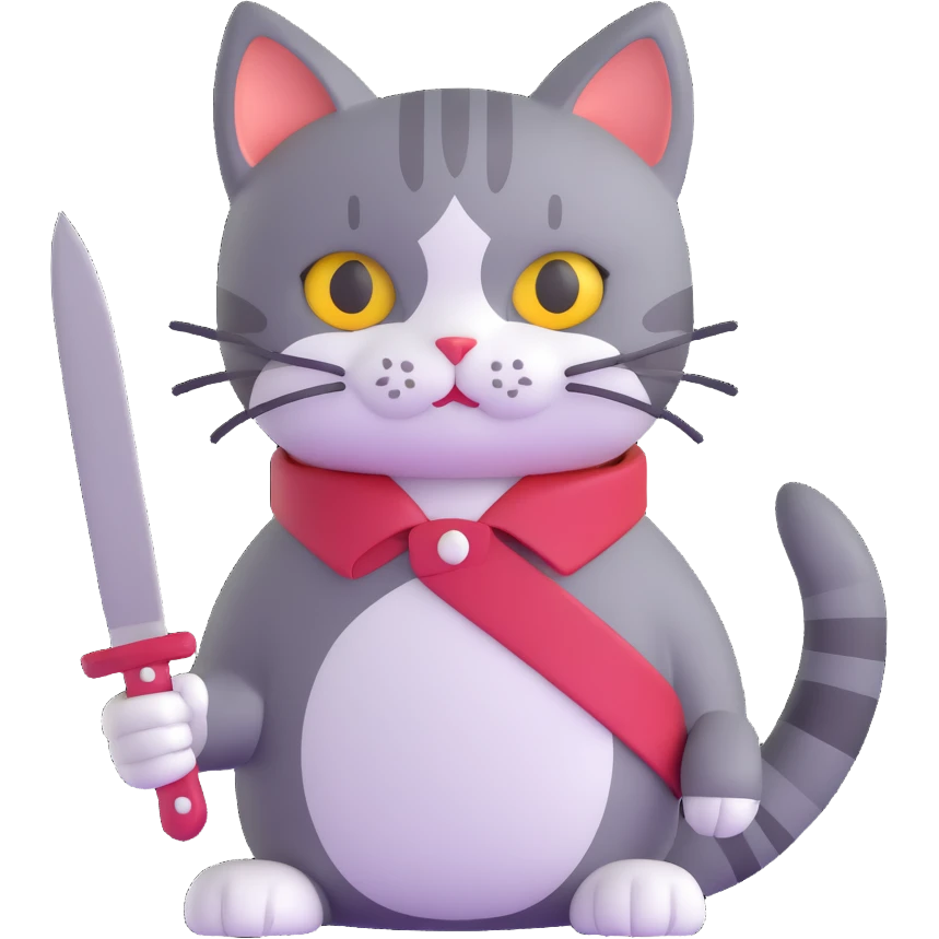 cute cat with a knife emoji