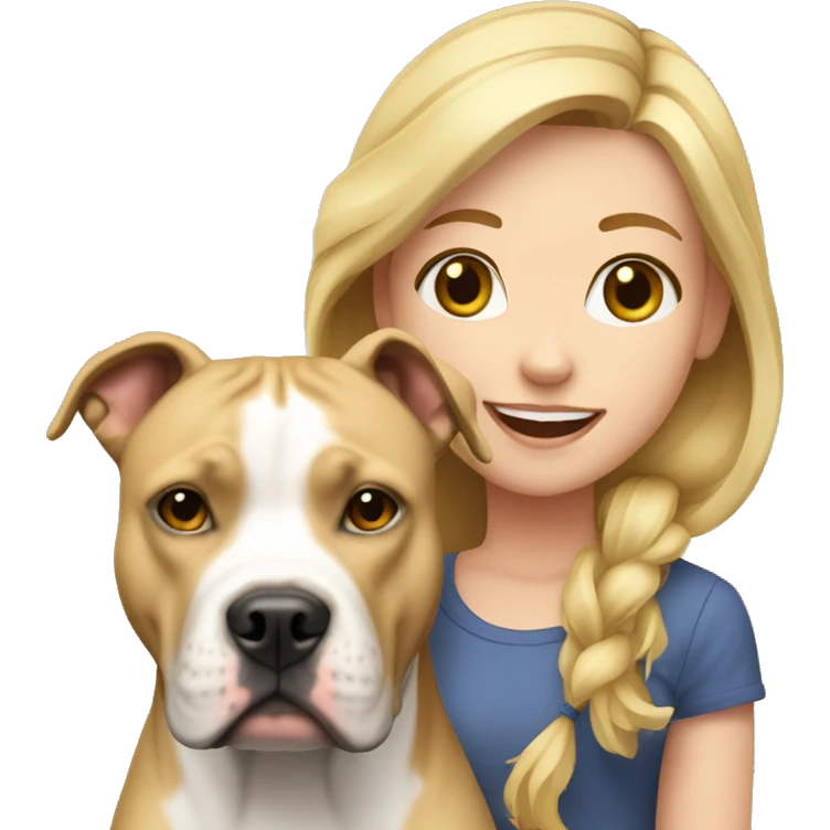 Blonde girl with big american staffordshire terrier emoji