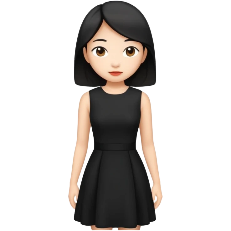 asian young woman in black dress emoji