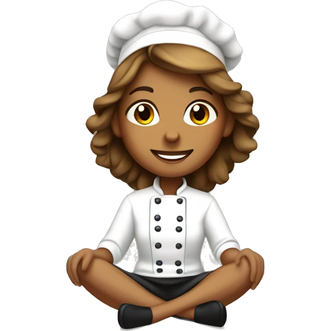 pretty light brown girl chef sitting on the earth emoji
