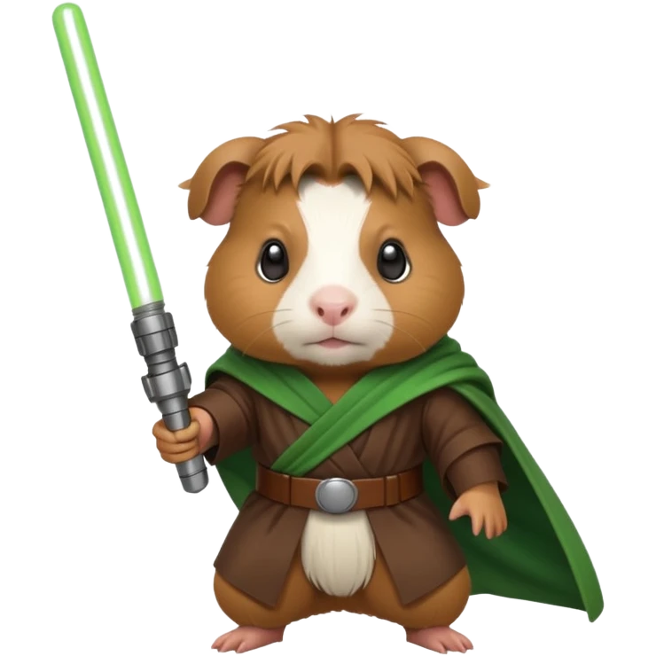 guinea pig in Jedi outfit, wielding a green lightsaber emoji