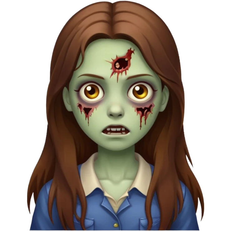 girl zombie with long brown hair emoji