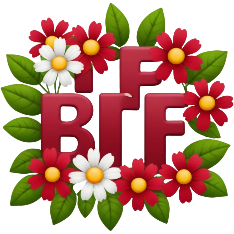 bff text white with summer flowers around and they are dark red emoji