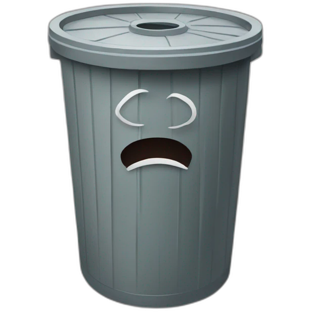 Trash bin with a face emoji