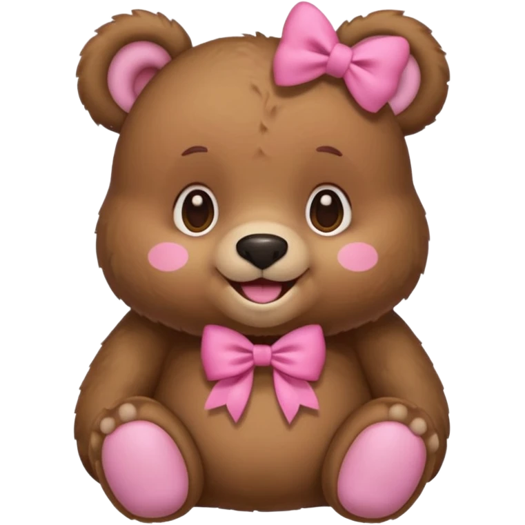 chubby bear with a pink bow on one ear emoji