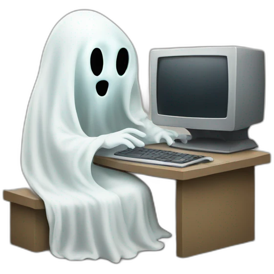 Ghost with a computer emoji