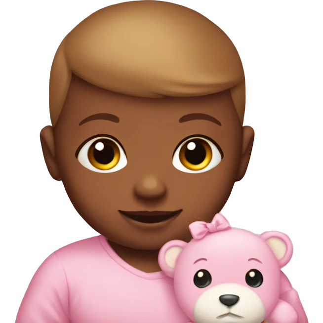 Baby with a pink teddy bear  emoji