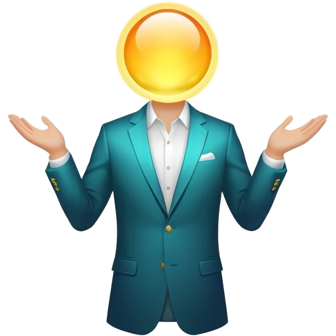 Minimalist glowing aura sphere with subtle blazer or suit jacket silhouette integrated, masculine style essence emoji