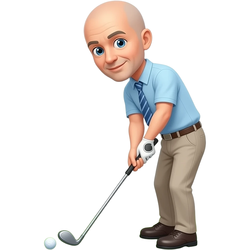 Bald Man playing golf emoji