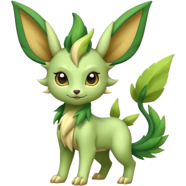 Kawaii cute cool feral Sprigatito-Leafeon-Scyther-Fakémon-hybrid (full body) emoji