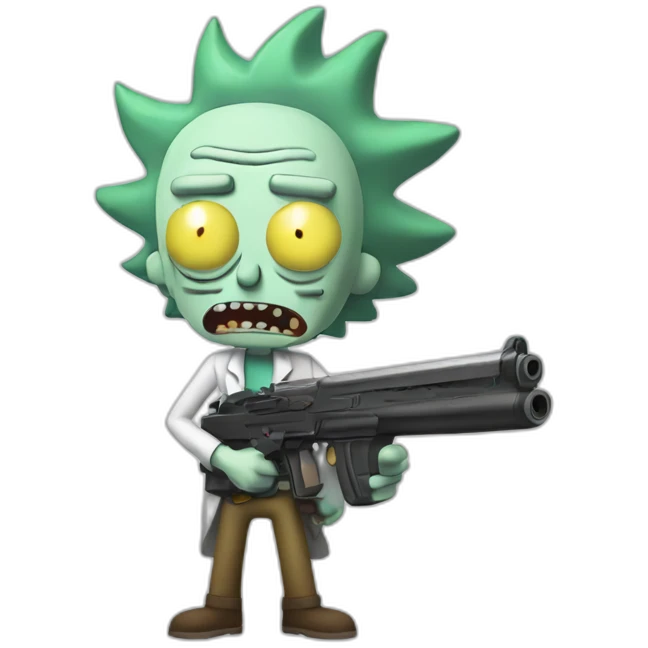 Rick and Morty with guns emoji