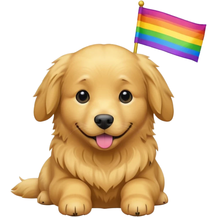 golden retriever with LGBT flag emoji