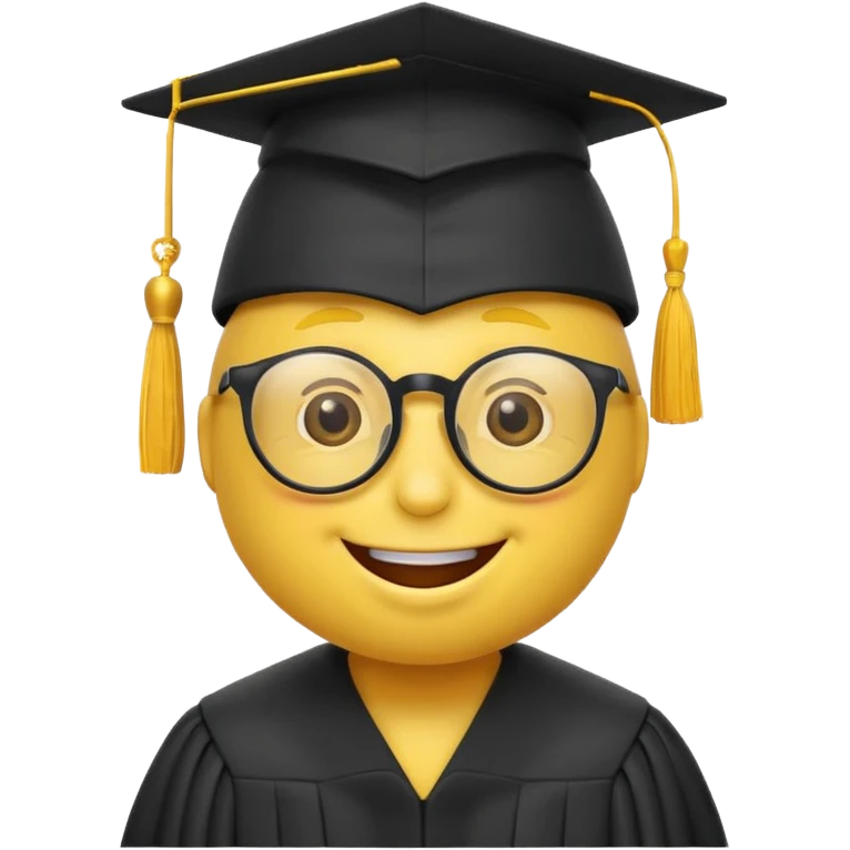 Желтый смайлик с очками и шляпой выпускника универа  emoji