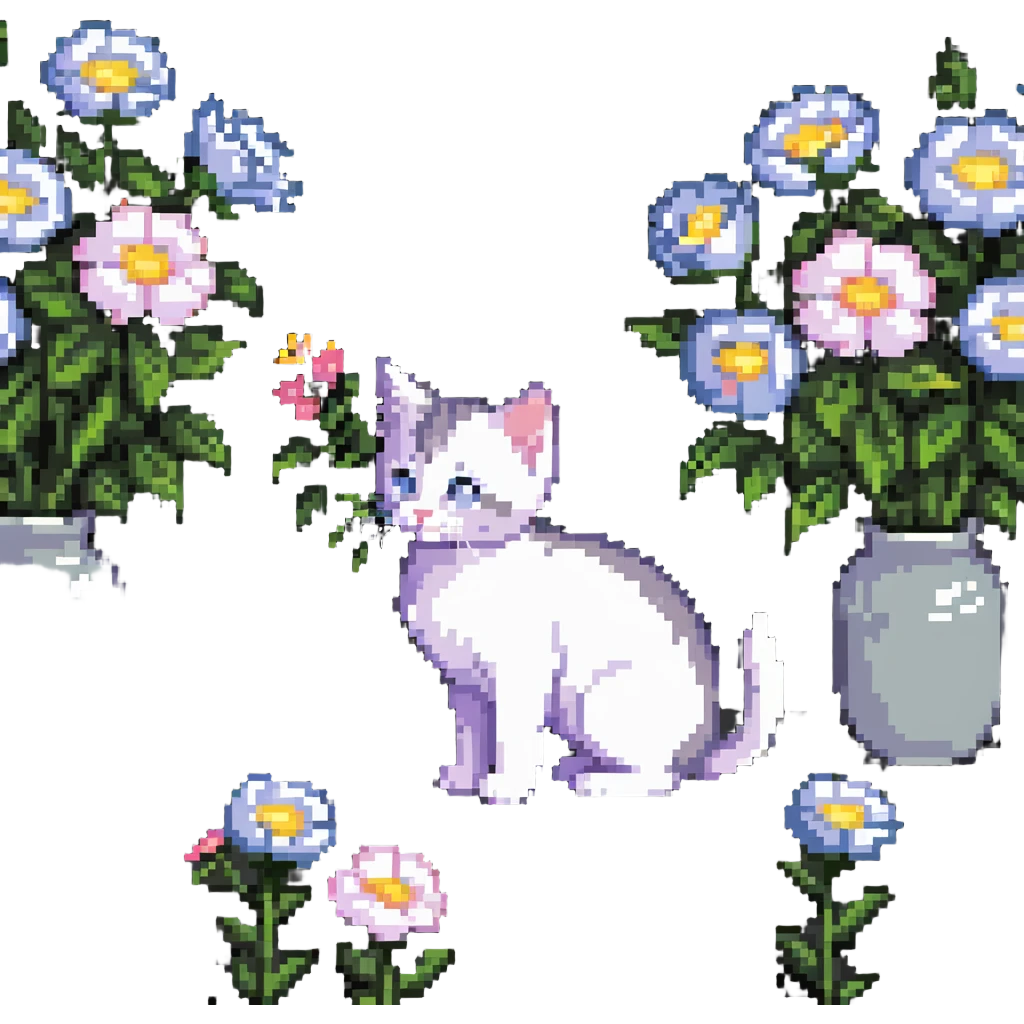 Kitten smells flowers emoji