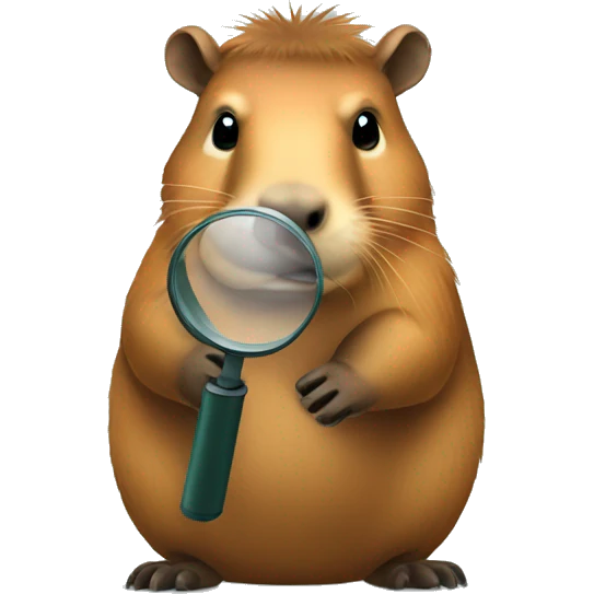 Capybara holding a magnifier emoji