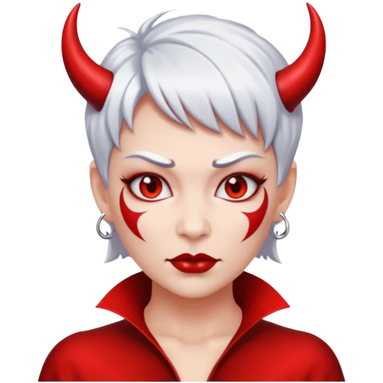 Devil woman in red with short white hairstyle emoji