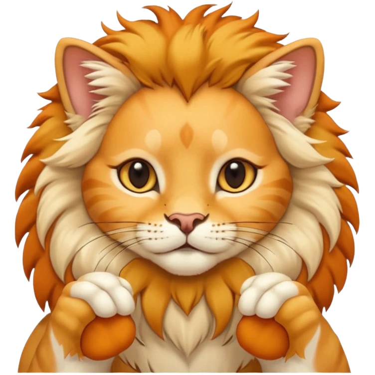 Animal Gato tocando las orejas de un leon emoji