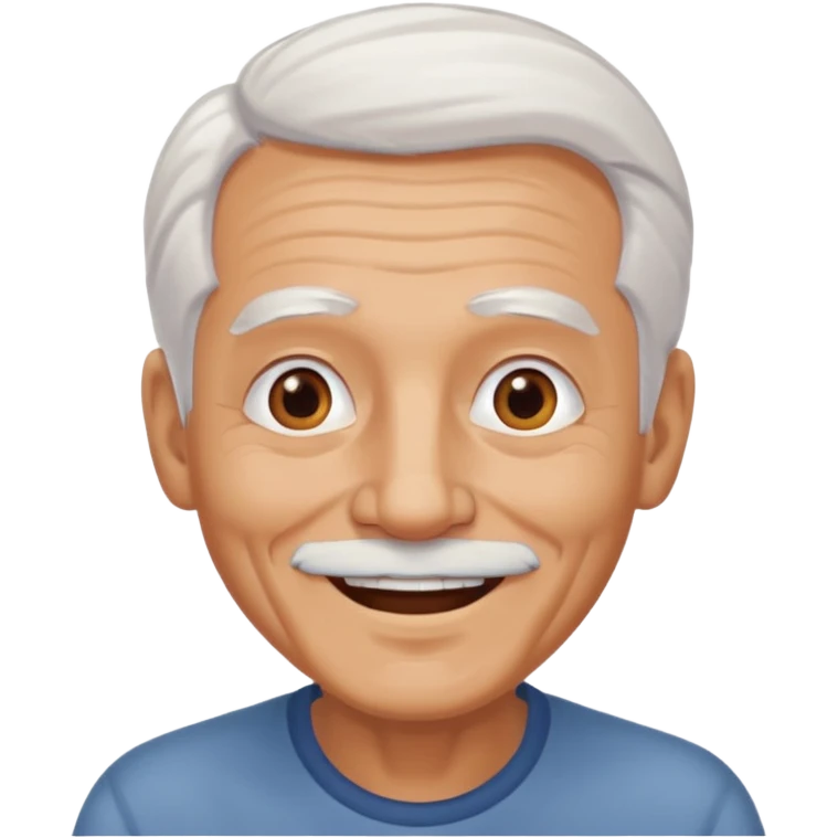 Illustrated emoji of an old man, white hair, no beard, no mustache, dark eyes, tanned skin  emoji