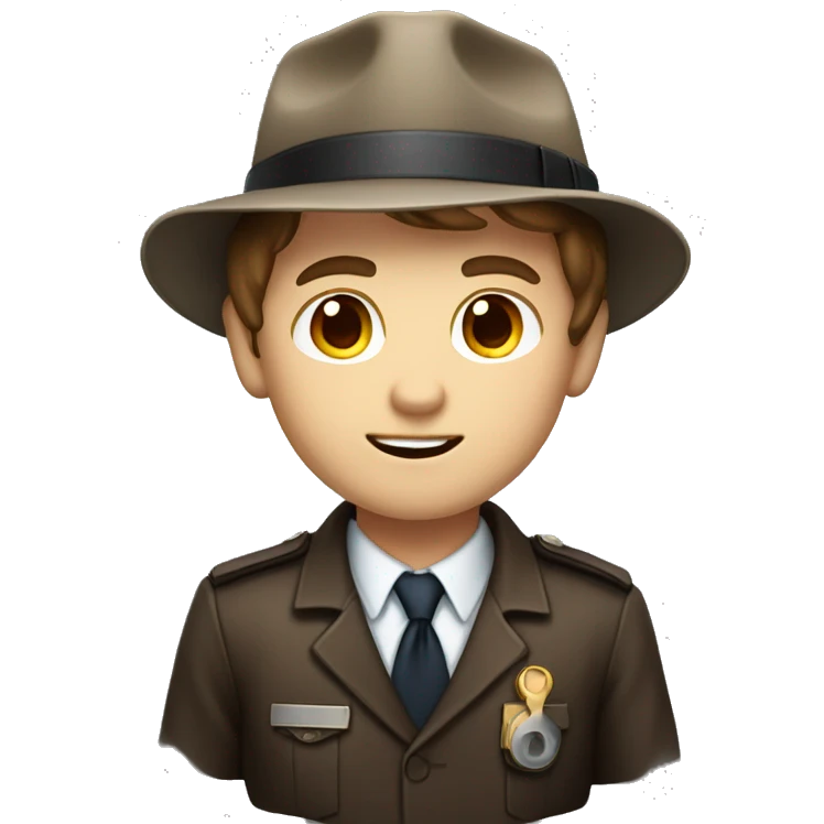 Arian white boy with brown hair dressed as an investigator  emoji