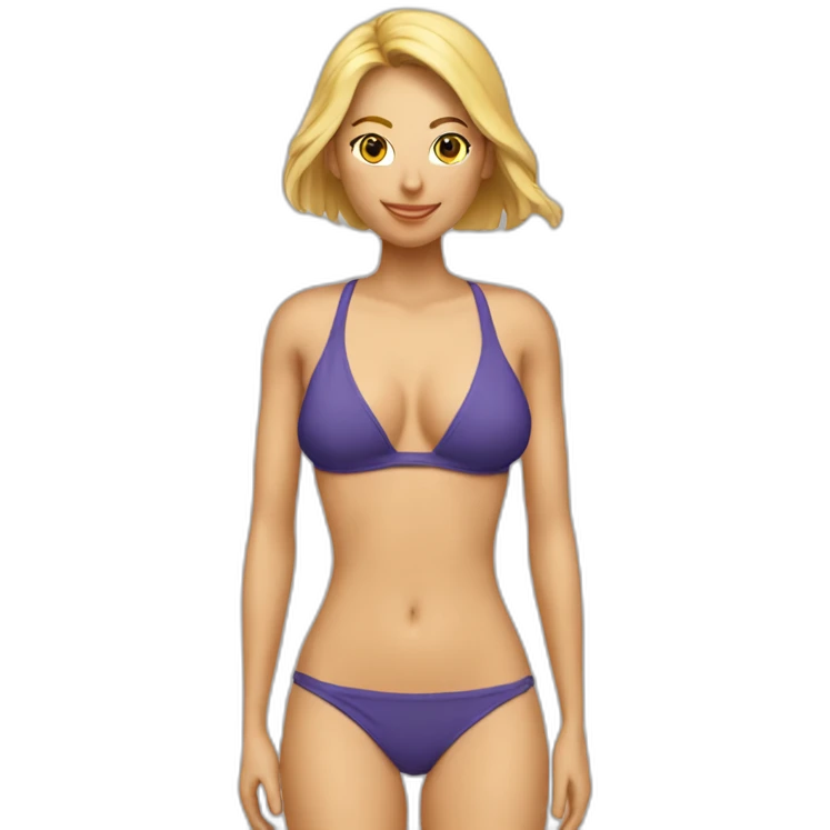 Slim-fit Caucasian woman bikini (beach body) bed emoji