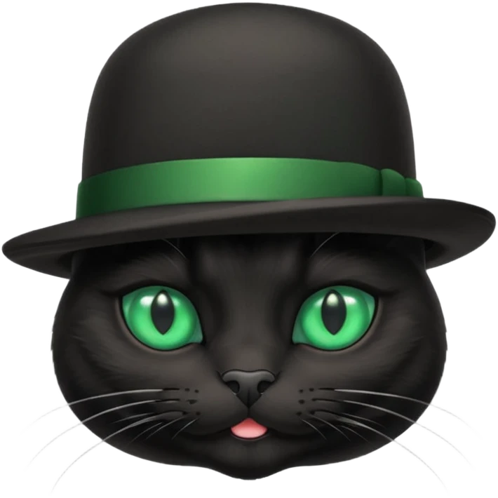 animal : chat noir avec chapeau melon emoji