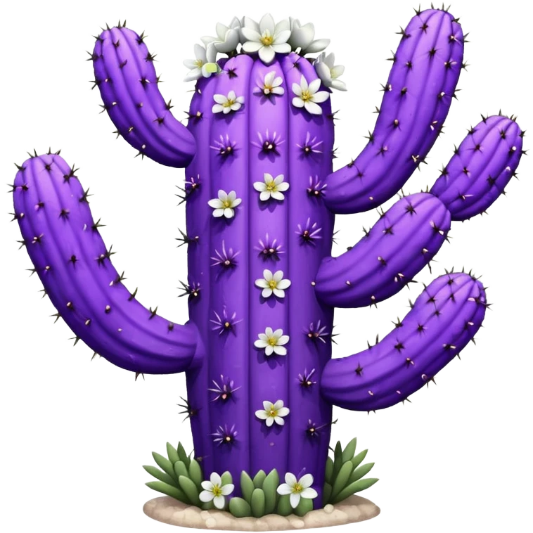 A purple Saguaro Cactus with white Blossoms  emoji