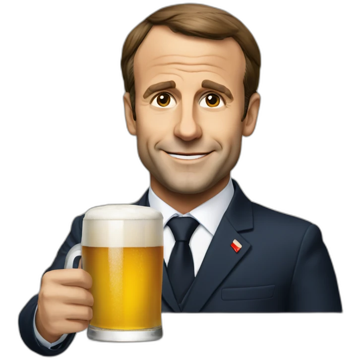 Macron, qui boit une bière emoji