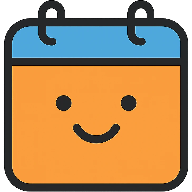 calendar icon with a subtle smile, modern style emoji