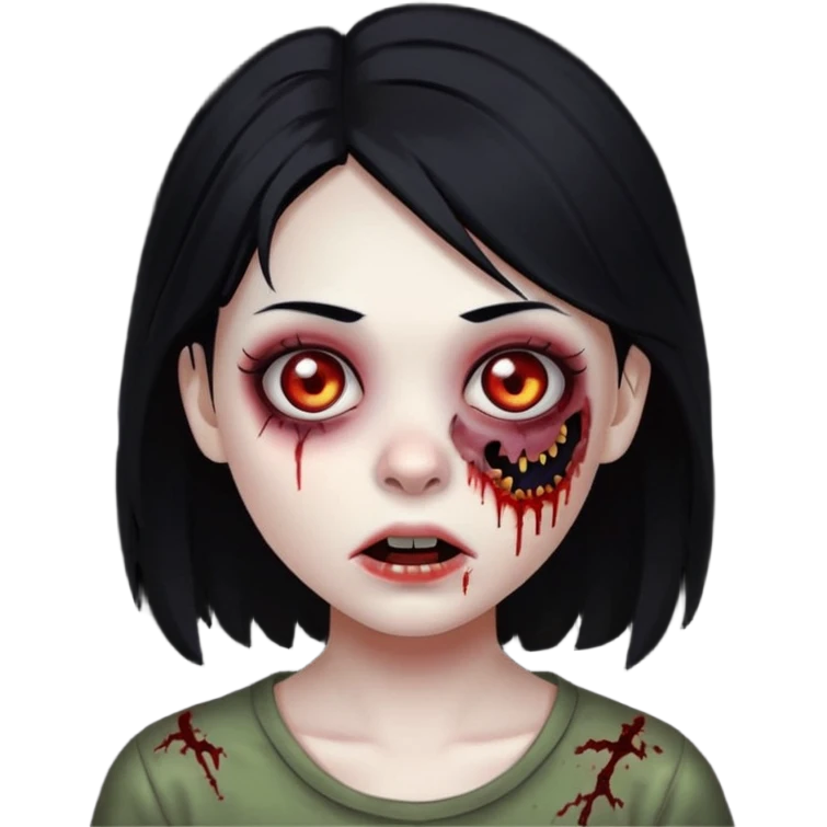 girl zombie with black hair and black background emoji