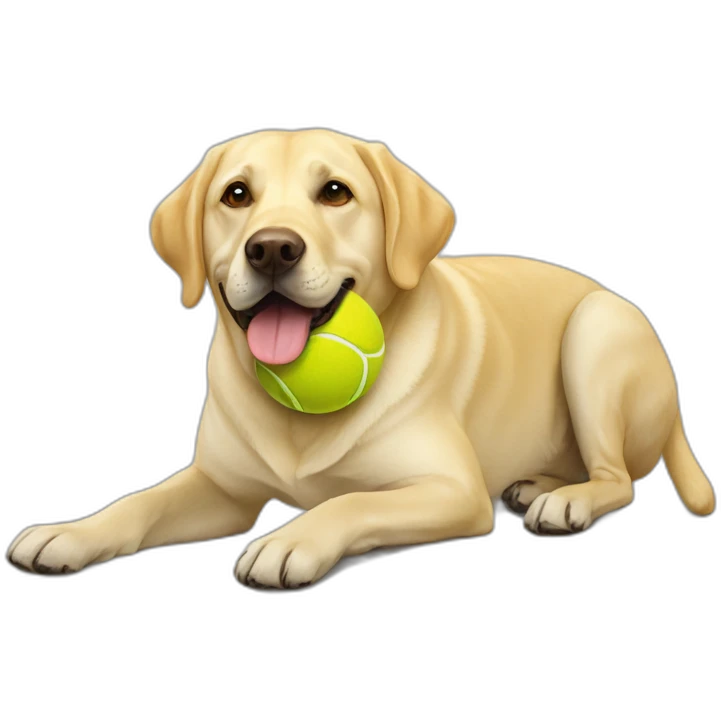 a yellow labrador with a tennis ball in the mouth emoji