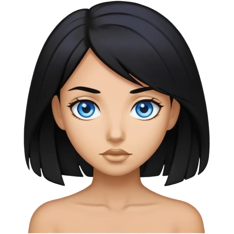 Black hair, blue eyed baddie emoji