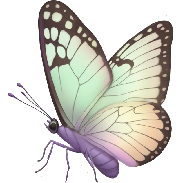 Pastel soft-colored whitish iridescent purple butterfly emoji