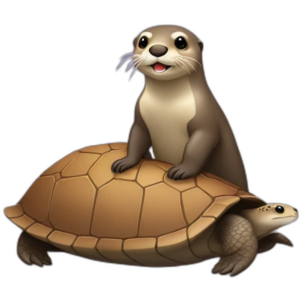 Loutre sur une tortue emoji