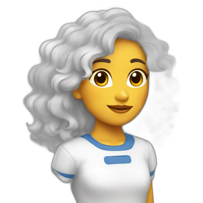 Chica blanca pelo blanco onduladi emoji
