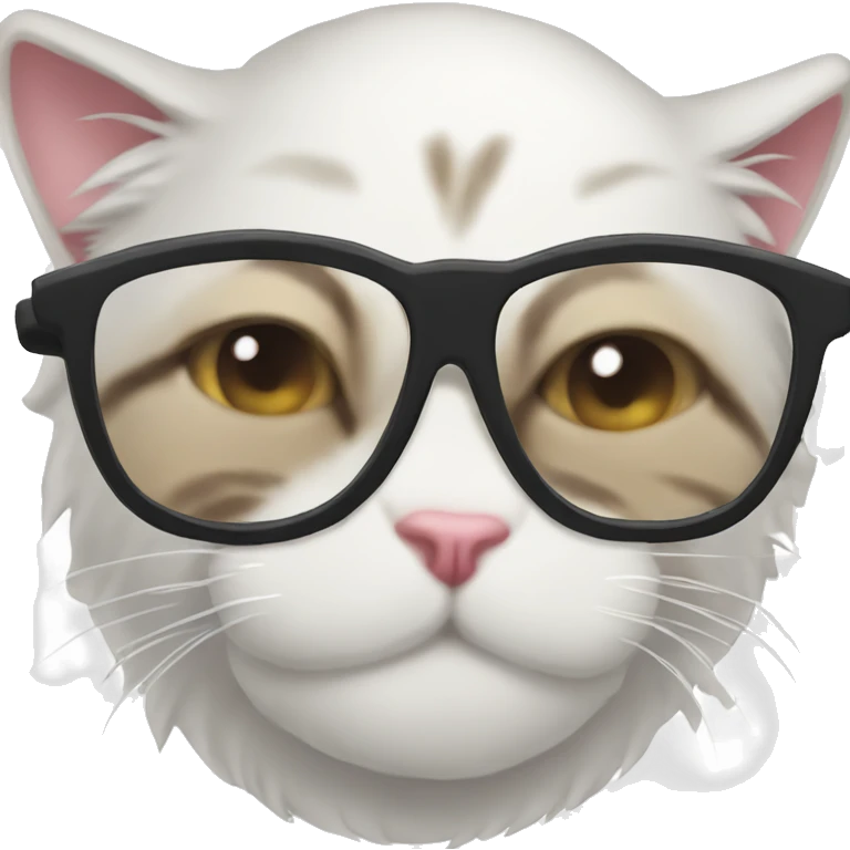 Mom cat hugging her boy cat with eyeglasses emoji