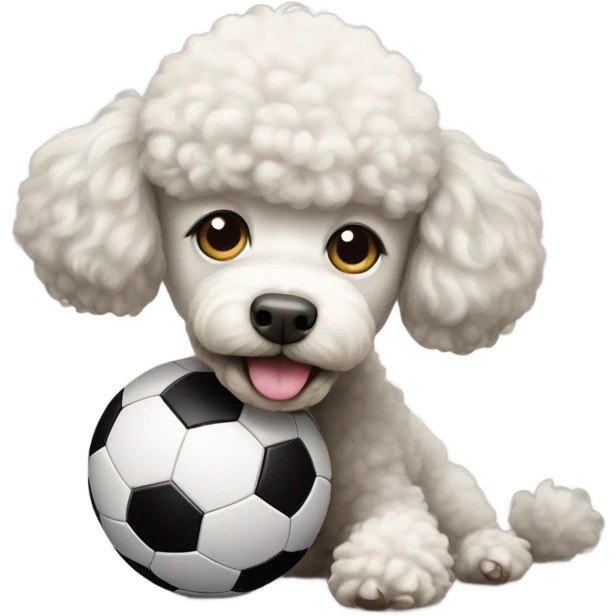 Poodle with a soccer ball emoji