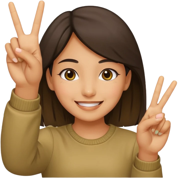 smiling girl with peace sign\ emoji