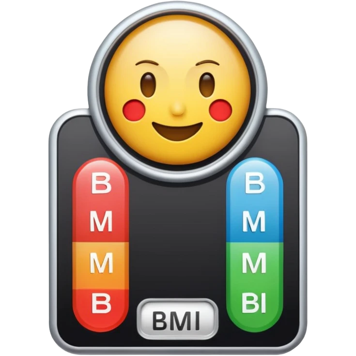 emoji showing a scale with BMI label, health theme emoji