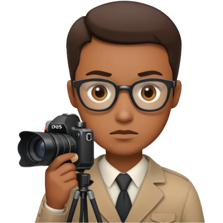 a journalist with a camera emoji