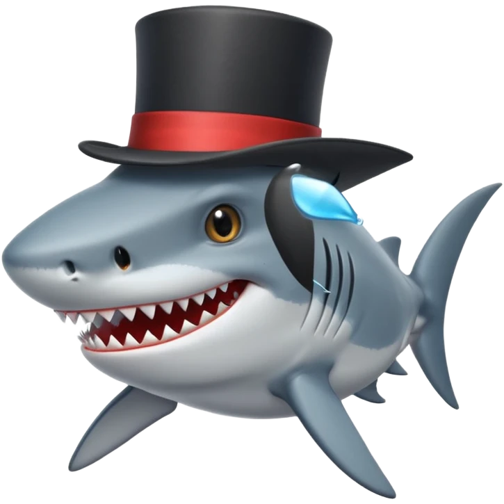 Shark with a top hat emoji