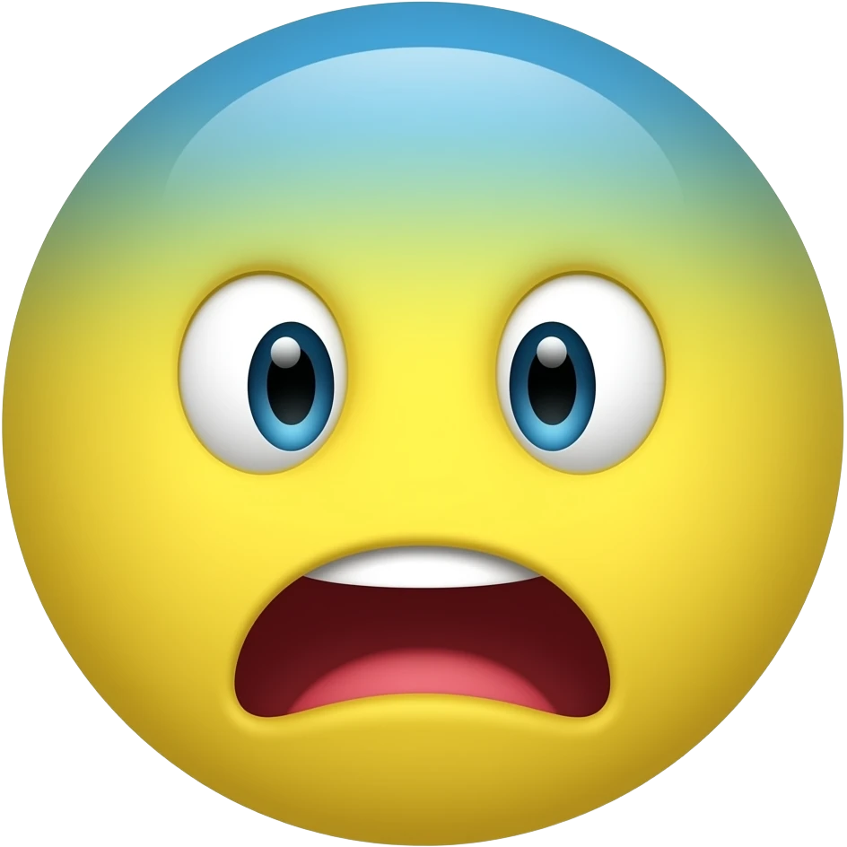 Yellow circle with blurred blue top screaming in fear emoji