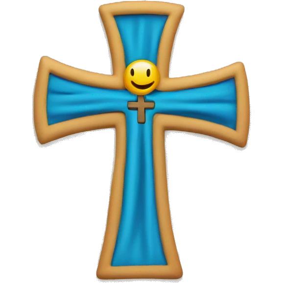 A cross with a cloth over the shoulders of the cross emoji