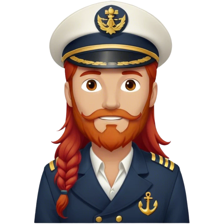 a male boat captain with long red hair no beard emoji
