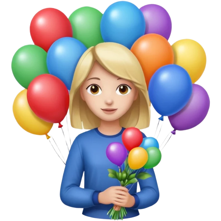 Girl with bouquet of balloons emoji