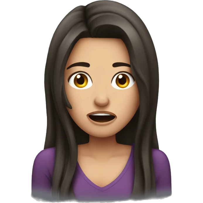 Beautiful Brunette Woman talking on her cellphone crying emoji