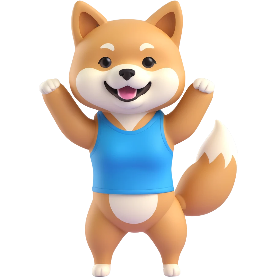 shiba inu standing happy, fitness emoji