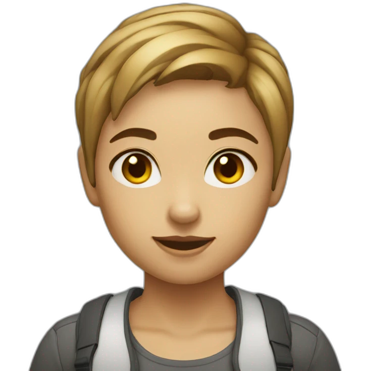 junior woman developer short hair no glasses emoji